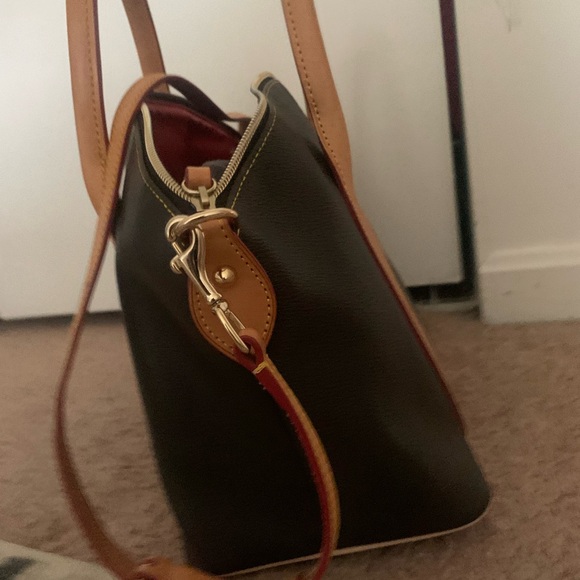Dooney & Bourke Black Satchel with Tan Accents - Picture 2 of 13
